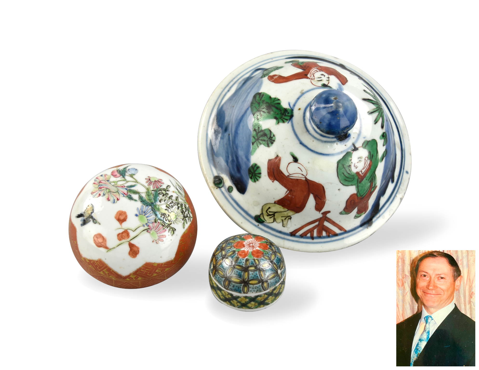 3 CHINESE PORCELAIN COVERS, QING