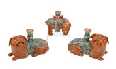 3 CHINESE PORCELAIN DOG & ELEP