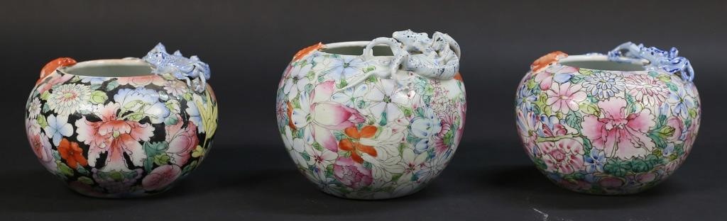 3 CHINESE PORCELAIN DRAGON & BAT
