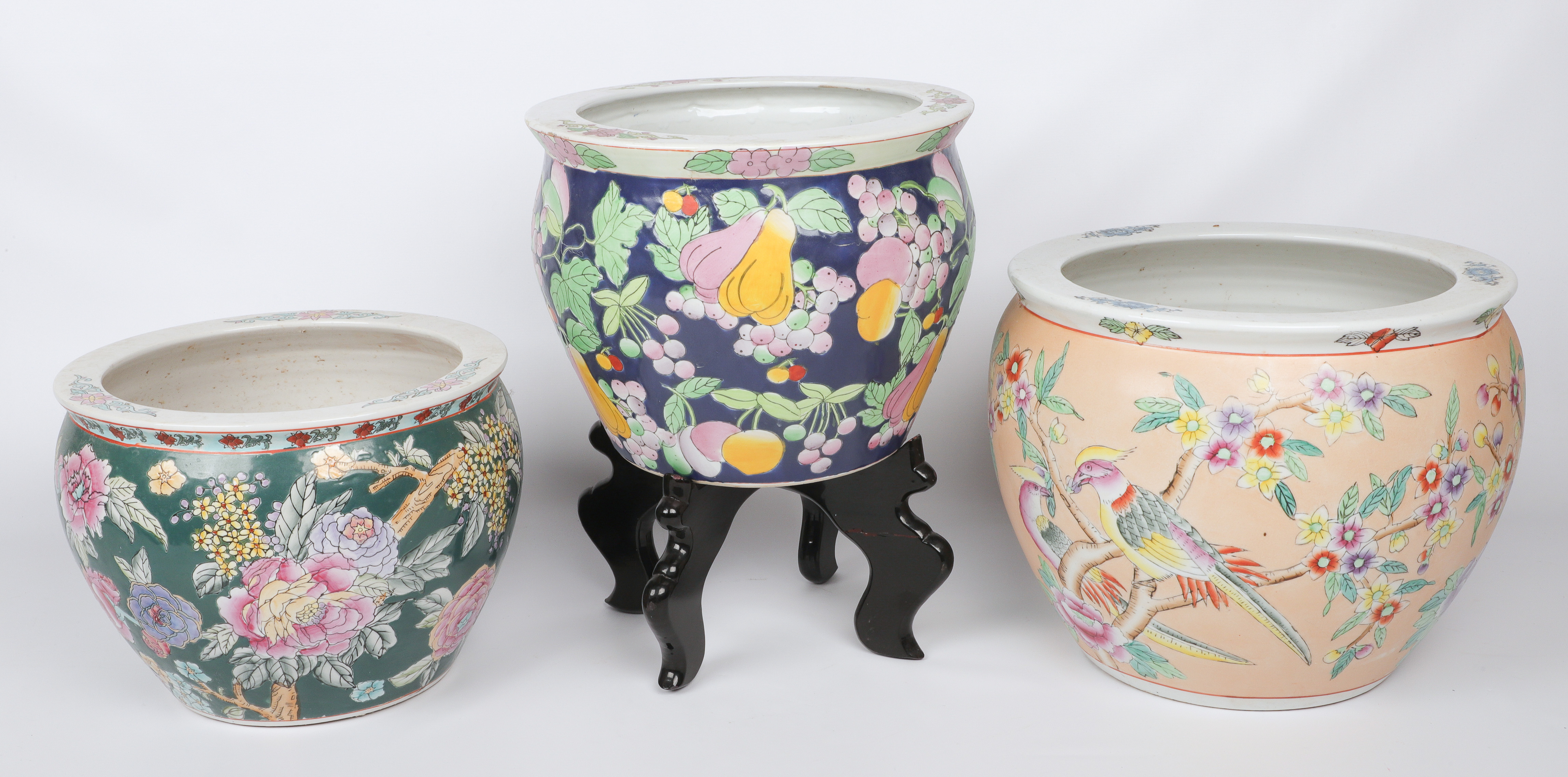 (3) Chinese porcelain fish bowls,