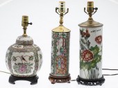 3 CHINESE PORCELAIN LAMPSPrope