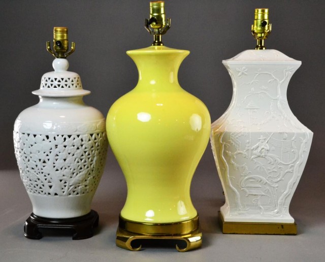 (3) Chinese Porcelain LampsTo