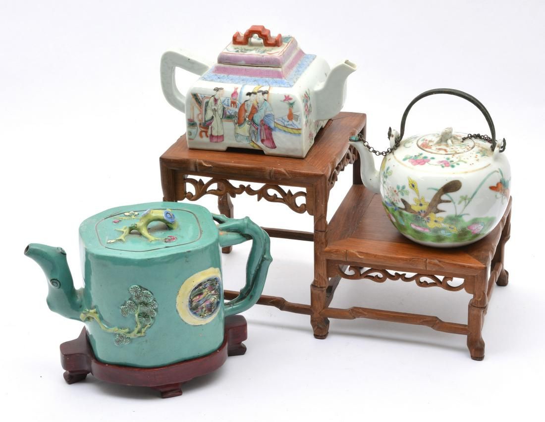 3 CHINESE PORCELAIN TEAPOTS.3