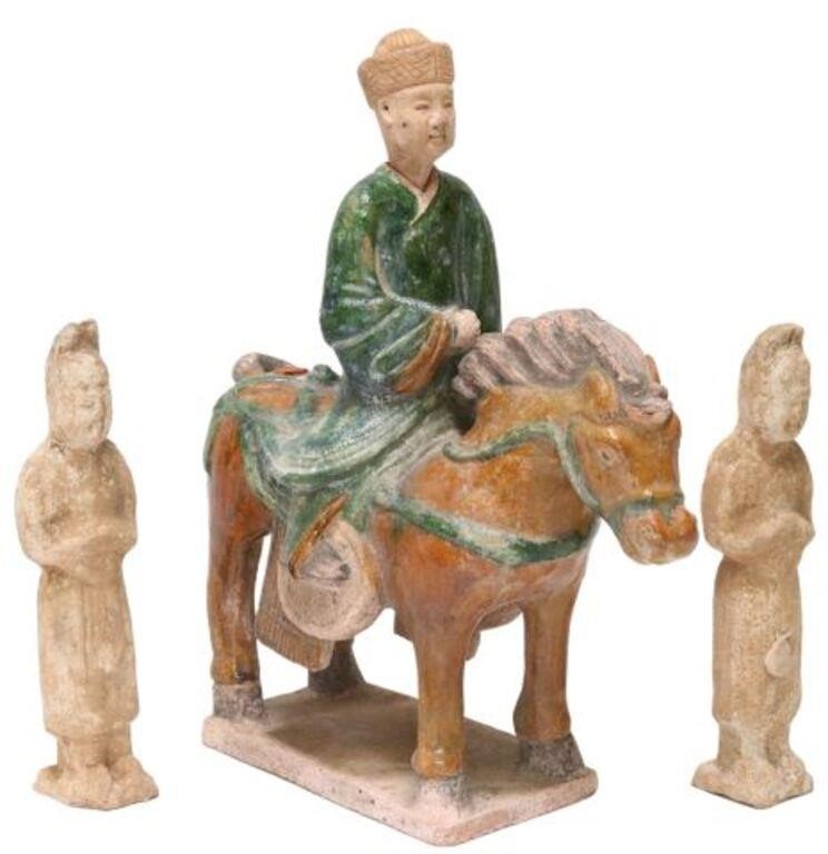 (3) CHINESE POTTERY RIDER ON