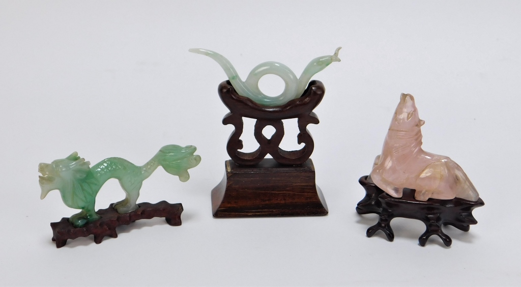 3 CHINESE QING DYNASTY CARVED