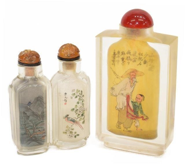 (3) CHINESE REVERSE PAINTED GLASS