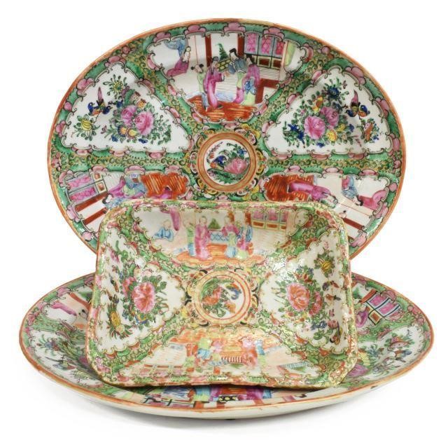 3) CHINESE ROSE MEDALLION PORCELAIN