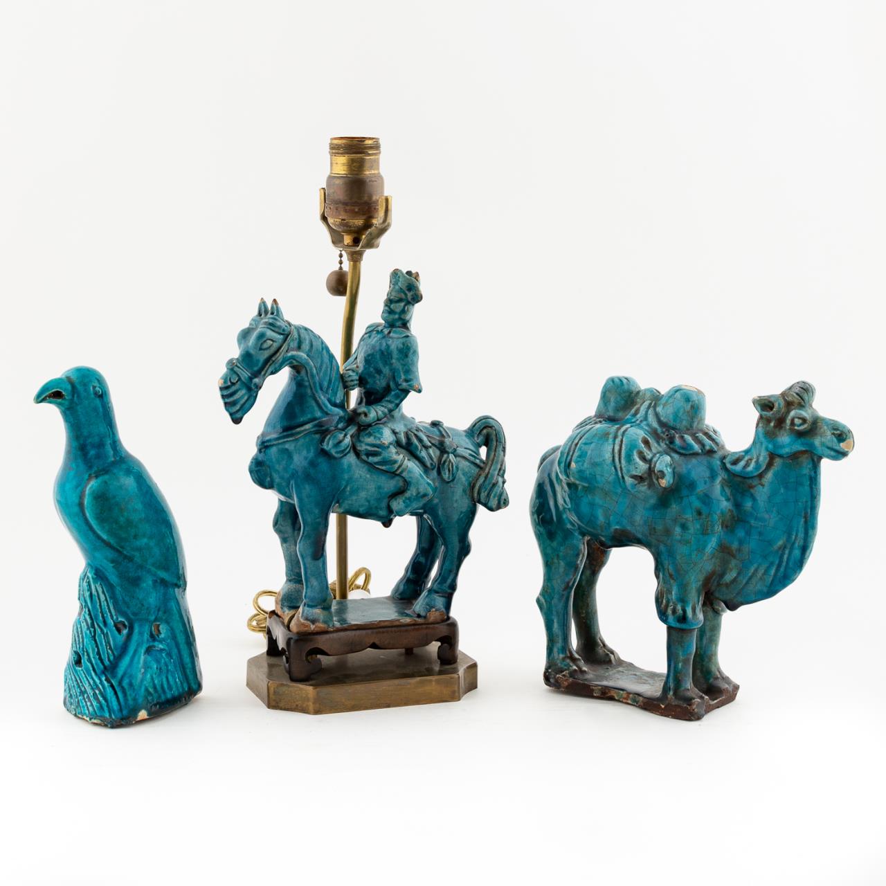 3 CHINESE TURQUOISE MONOCHROMATIC