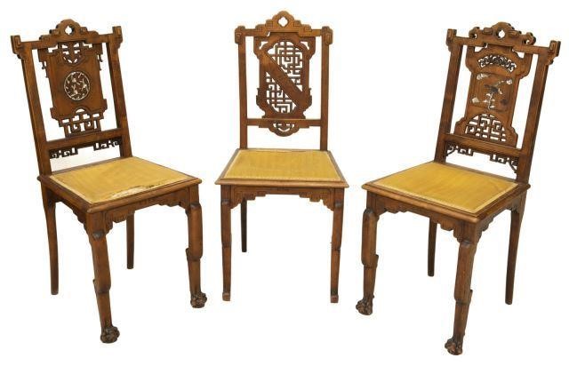 (3) CHINOISERIE SIDE CHAIRS,