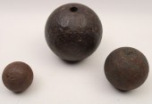 3 CIVIL WAR IRON CANNON BALLS