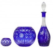 (3) COBALT-CUT-TO-CLEAR GLASS
