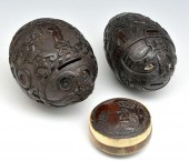 3 COCONUT SHELL CARVINGS3 Coco