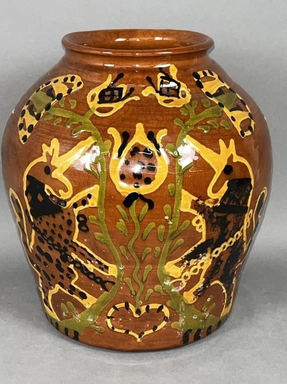 3 COLOR SLIPWARE DECORATED