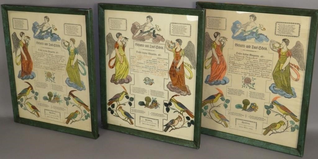3 COLORIZED BIRTH & BAPTISM RECORDS