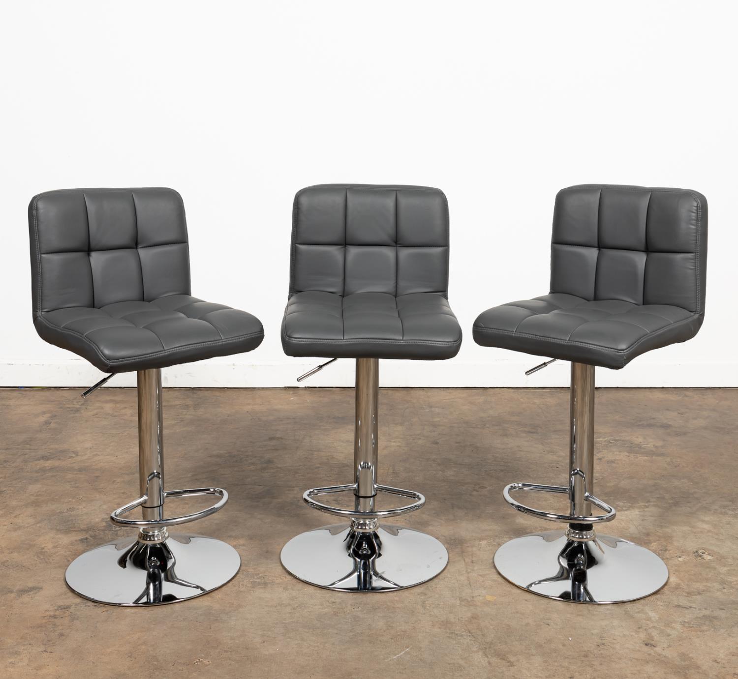 3 CONTEMPORARY FAUX GRAY LEATHER