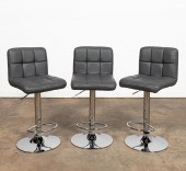 3 CONTEMPORARY FAUX GRAY LEATH