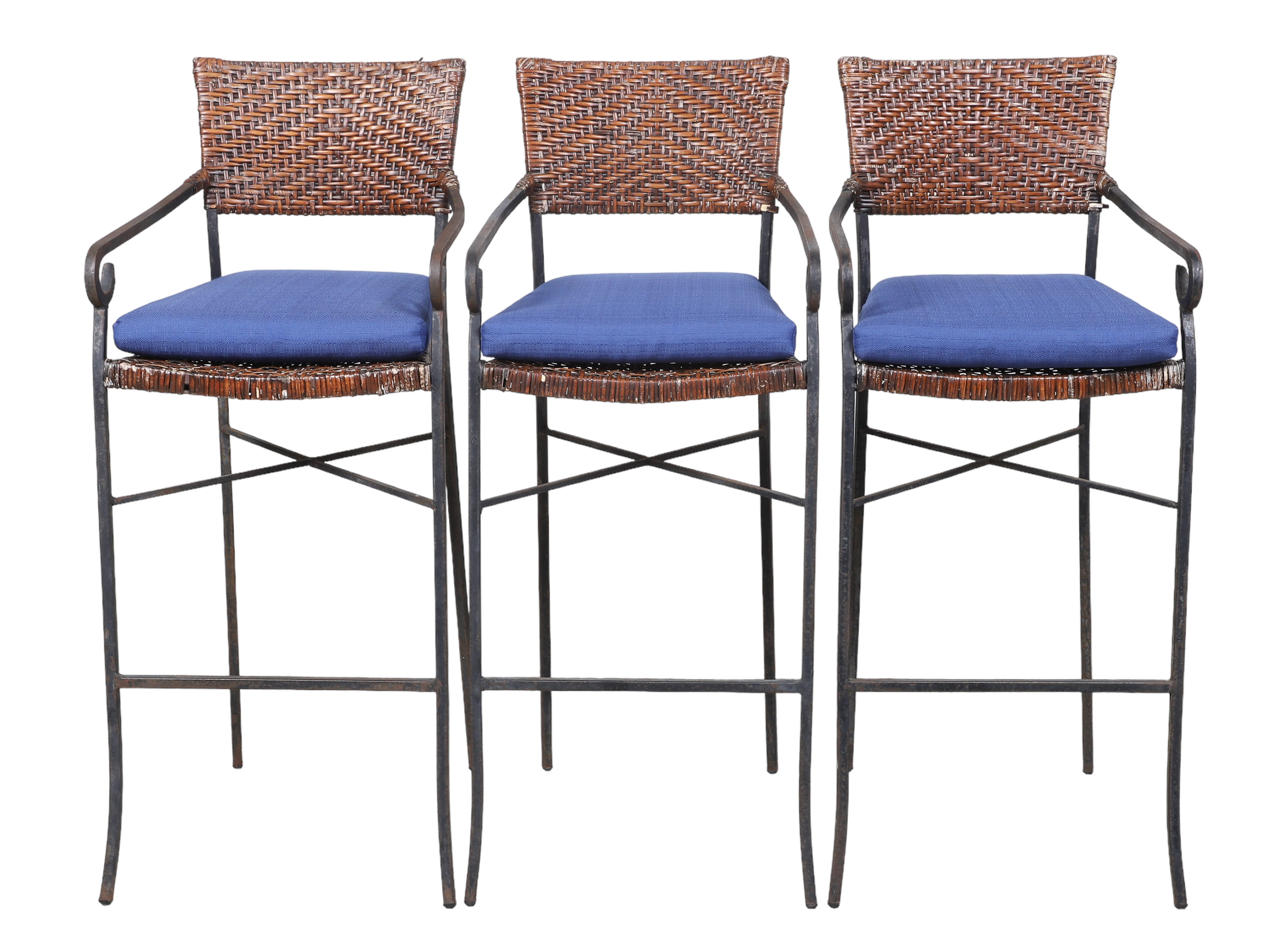 (3) Contemporary metal and rattan
