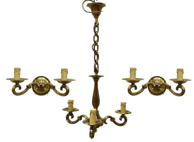 3) CONTINENTAL GILT 3-LT CHANDELIER