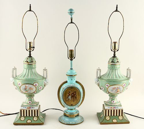 3 CONTINENTAL GLASS PORCELAIN TABLE