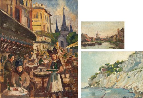 3 CONTINENTAL SCHOOL O/C PAINTINGS,