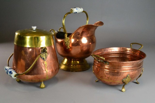(3) COPPER CONTAINERS MADE IN