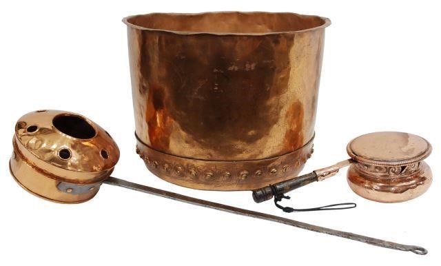 (3) COPPER ITEMS, LARGE PLANTER