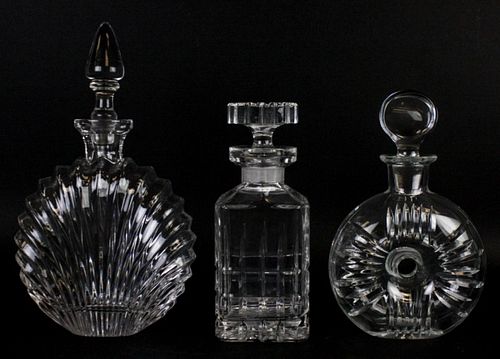 3 CRYSTAL DECANTERSUnsigned