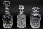 3 CRYSTAL WHISKEY DECANTERS3 C