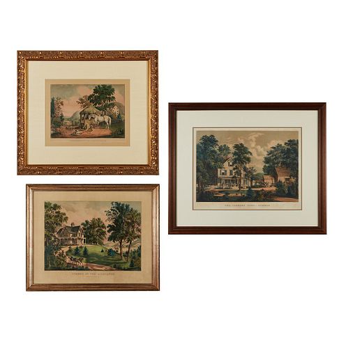 3 CURRIER & IVES FARM PRINTSCurrier