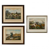 3 CURRIER & IVES HUNTING DOGS