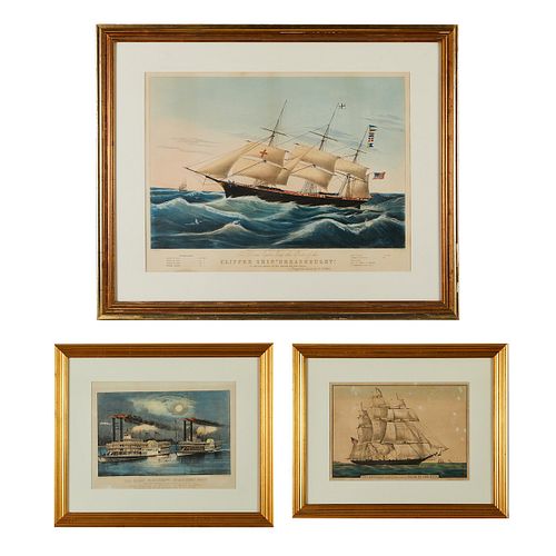 3 CURRIER & IVES NAVAL