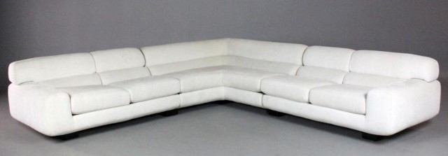 (3) Custom Made White Sectional