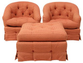 (3) CUSTOM UPHOLSTERED BARREL-