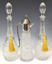 (3) CUT CRYSTAL DECANTERS & SI