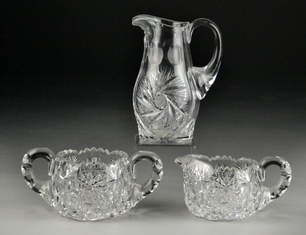 (3) Cut Crystal Pitcher Cream &