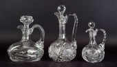 3 CUT GLASS DECANTERS3 America