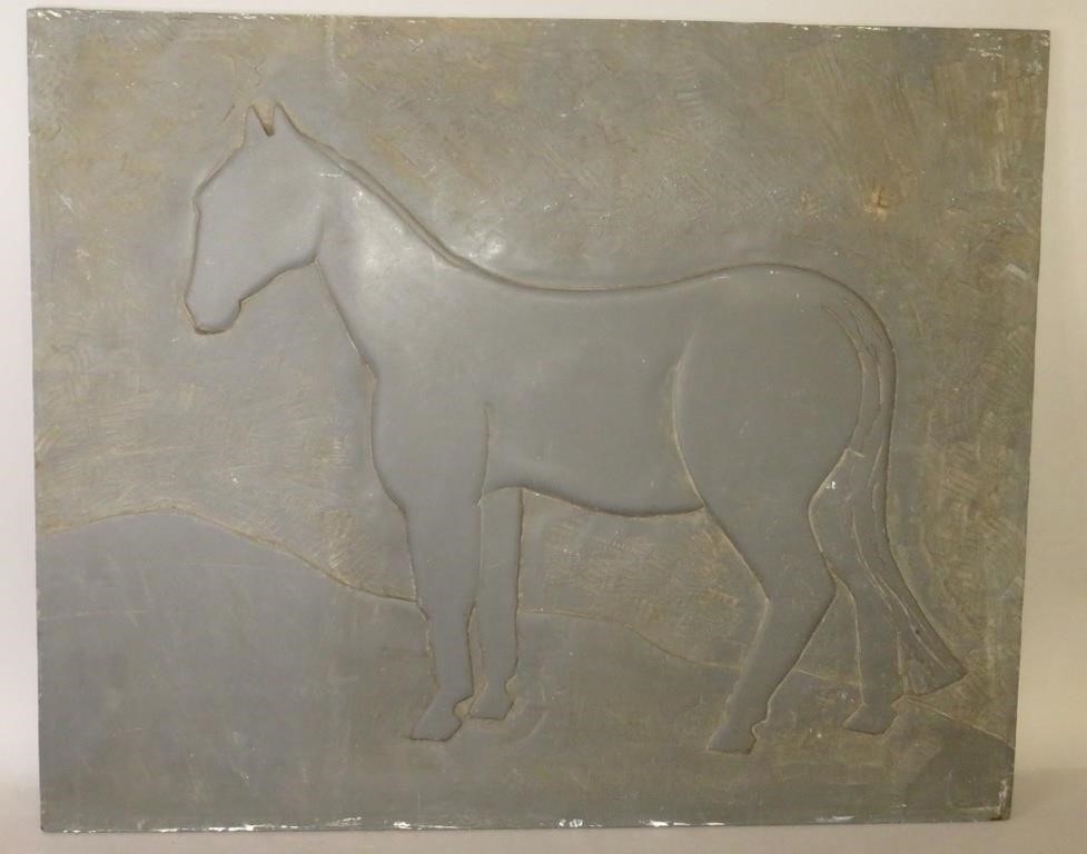 3-D CARVED HORSE ON SLATE