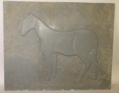 3-D CARVED HORSE ON SLATE PANE