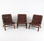 (3) DANISH BEECH & LEATHER LOU