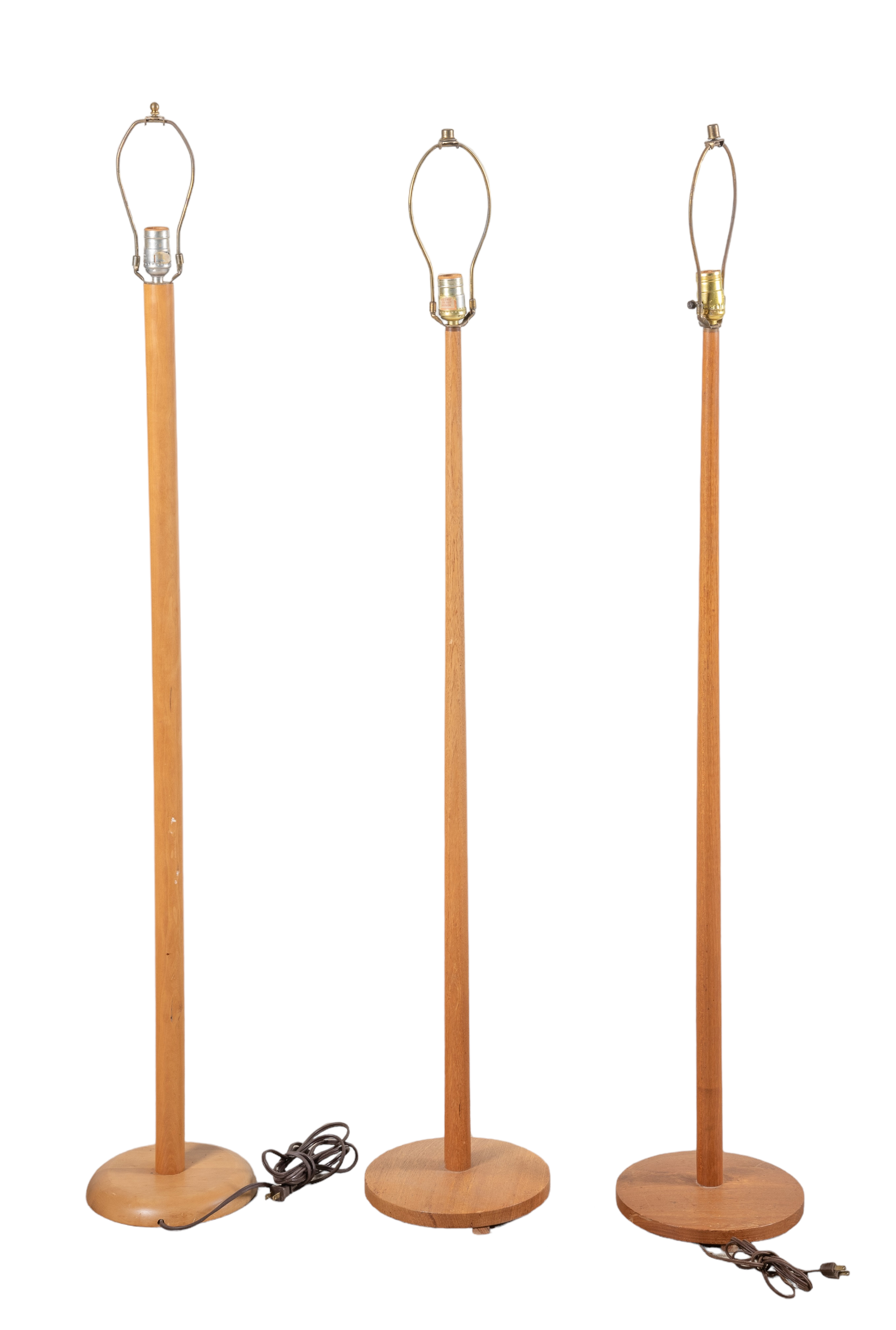 (3) Danish Modern teak floor lamps,