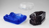 3 DAUM CRYSTAL ASHTRAYS: 1) Ar
