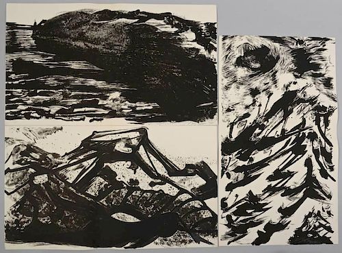 3 DAVID SIQUEIROS SIGNED ABSTRACT