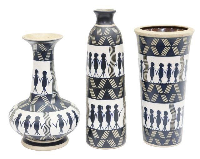 (3) DECORATIVE ART POTTERY VASES
