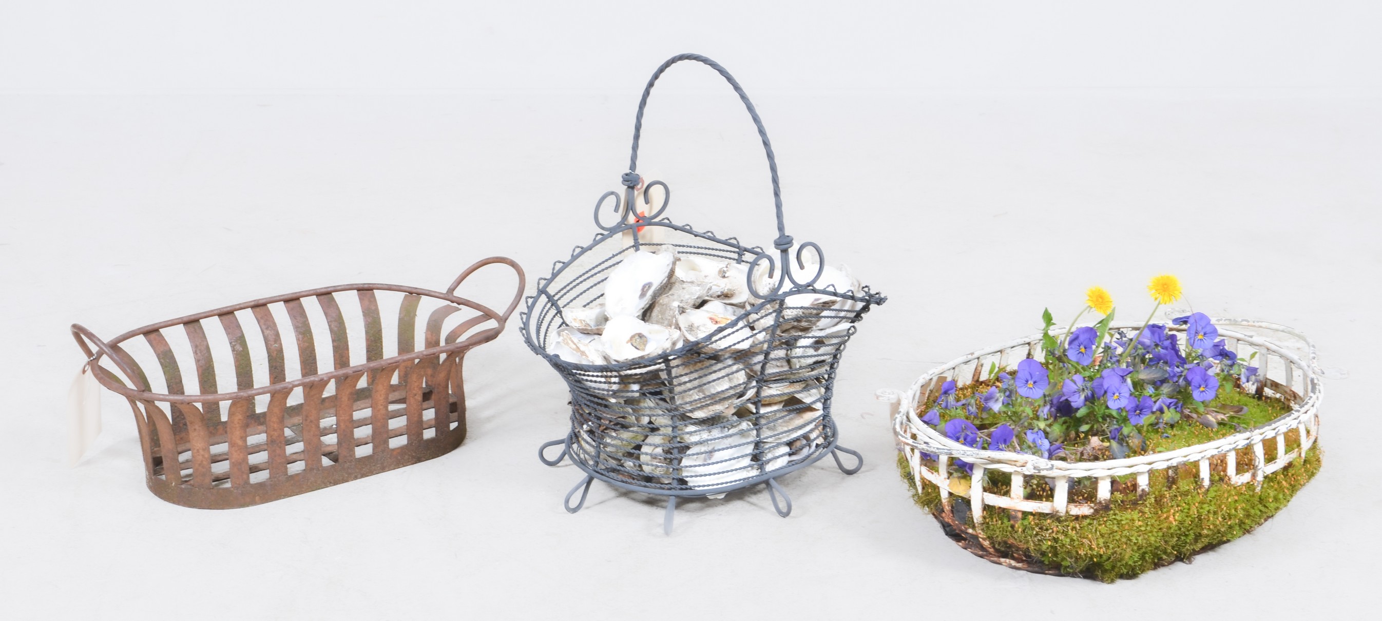 (3) Decorative baskets, c/o white