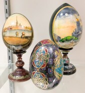 (3) Decorative enamel eggs, c/
