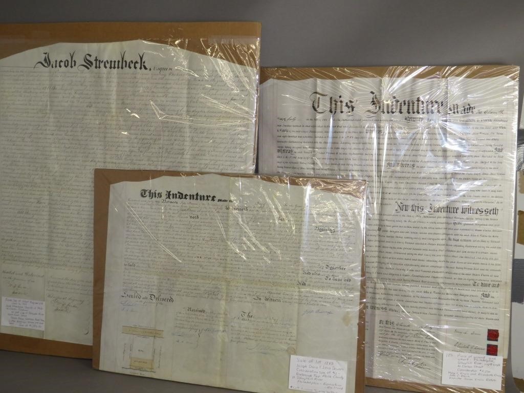 3 DEEDS ON VELLUMca. 1829-1870;