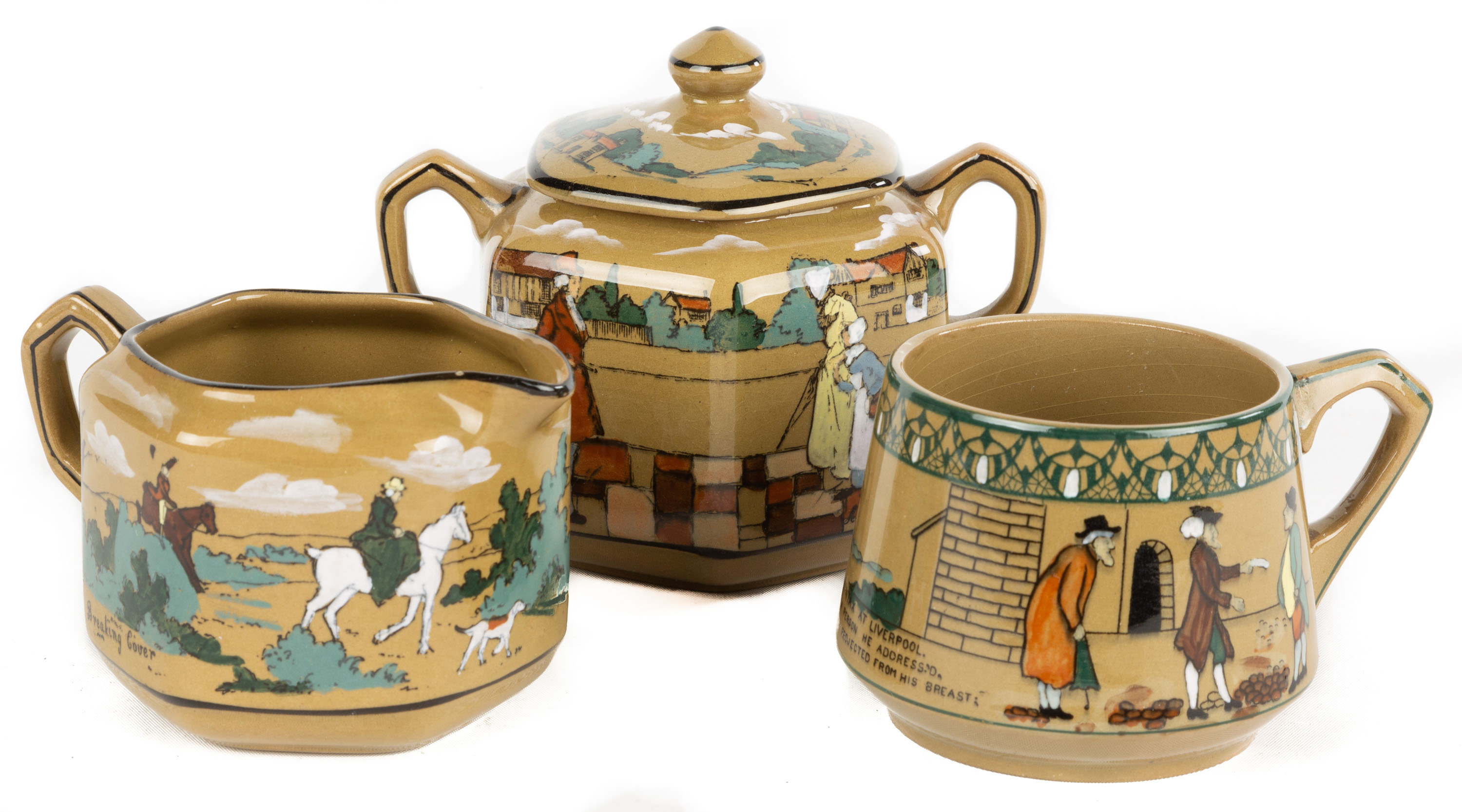 (3) DELDARE POTTERY CREAM AND