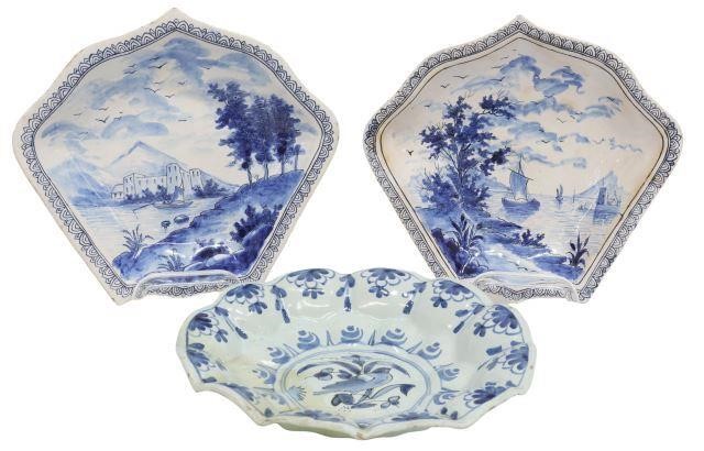 (3) DELFT BLUE & WHITE FAIENCE