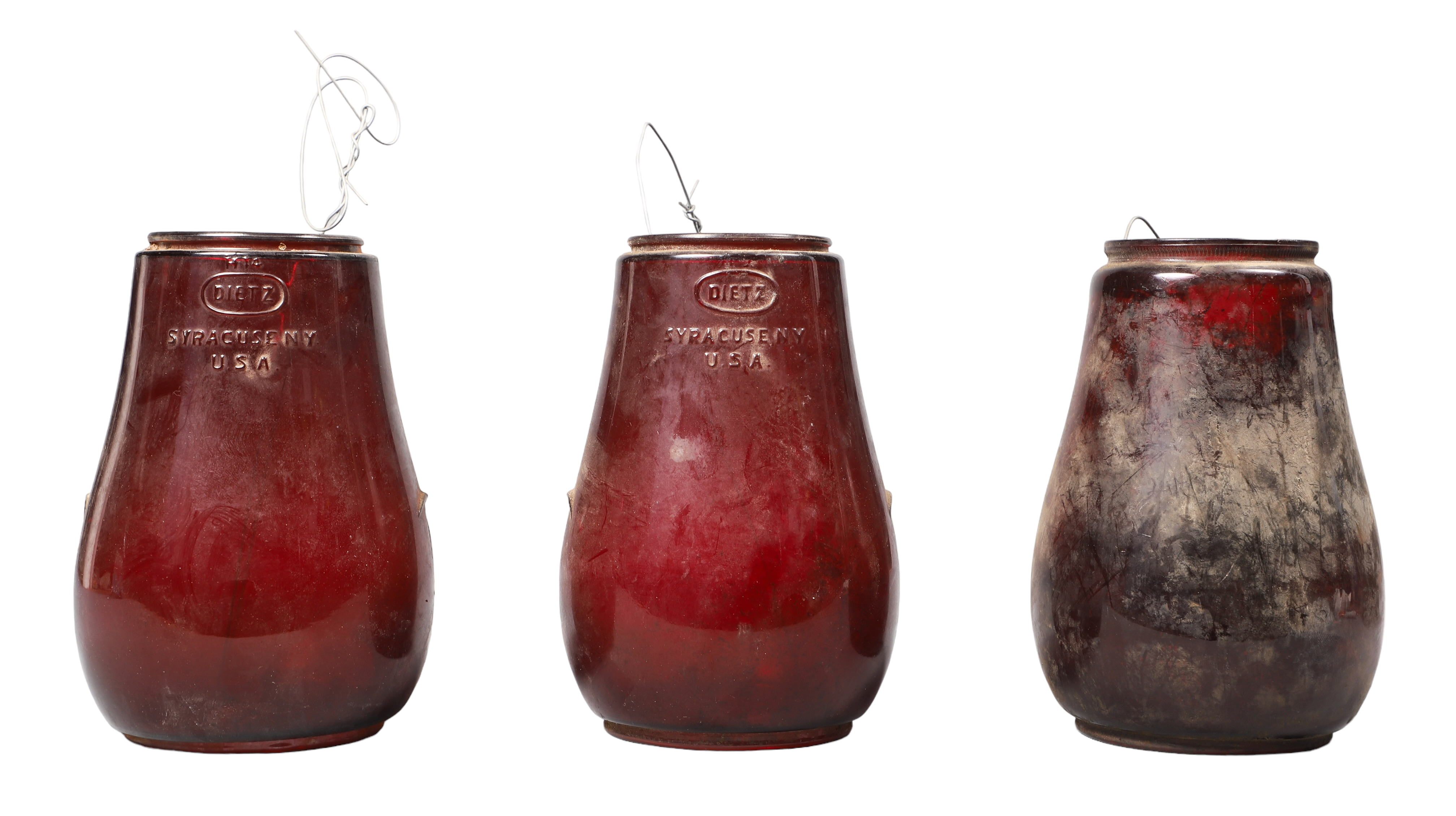 (3) Dietz red railroad lantern