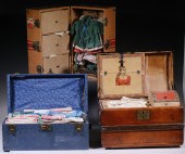 (3) DOLL TRUNKS, PLUS CLOTHING